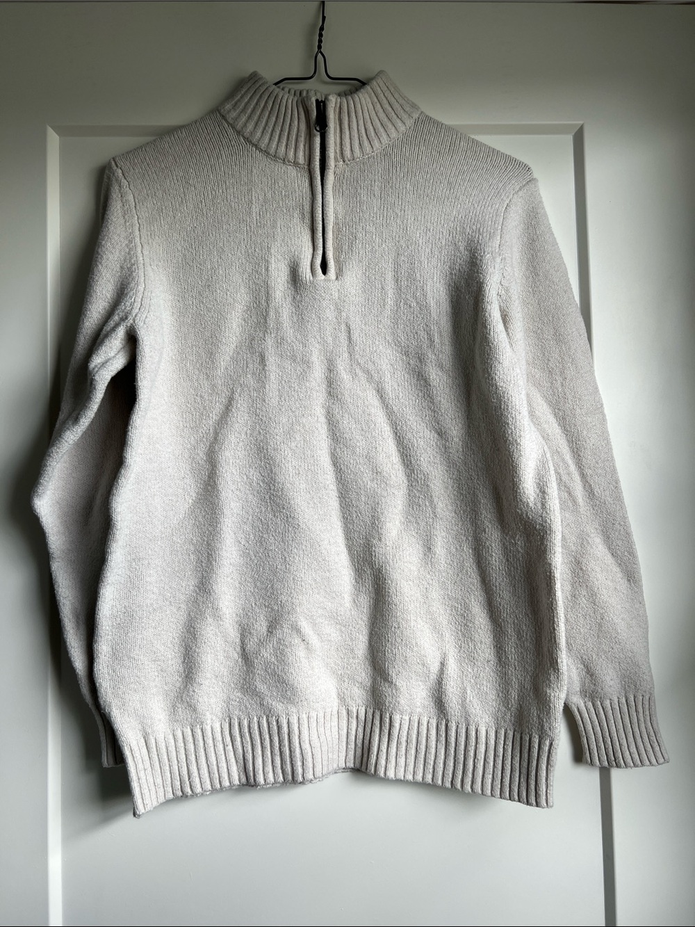 Women's Cream Quarter-Zip Turtleneck Sweater